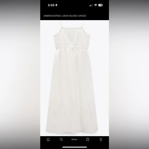 ZARA, white, midi dress, Small, linen - Picture 4 of 4